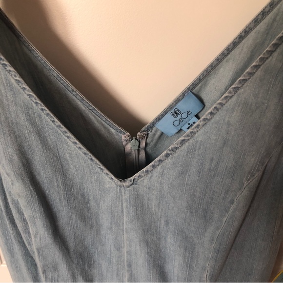 NWT CeCe by Cynthia Steffe Chambray Jumpsuit Light Jean Bow Detail One Piece Sz8 - Picture 6 of 10